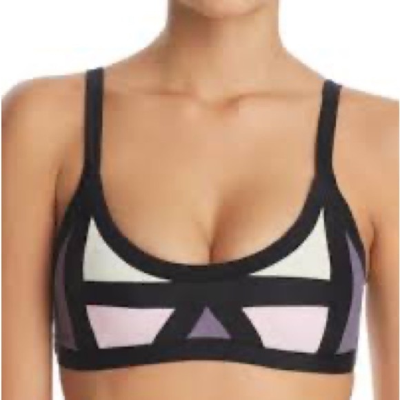 PILYQ AQUAMARINE COLOR BLOCK HALTER BIKINI TOP Size Small - Picture 1 of 6